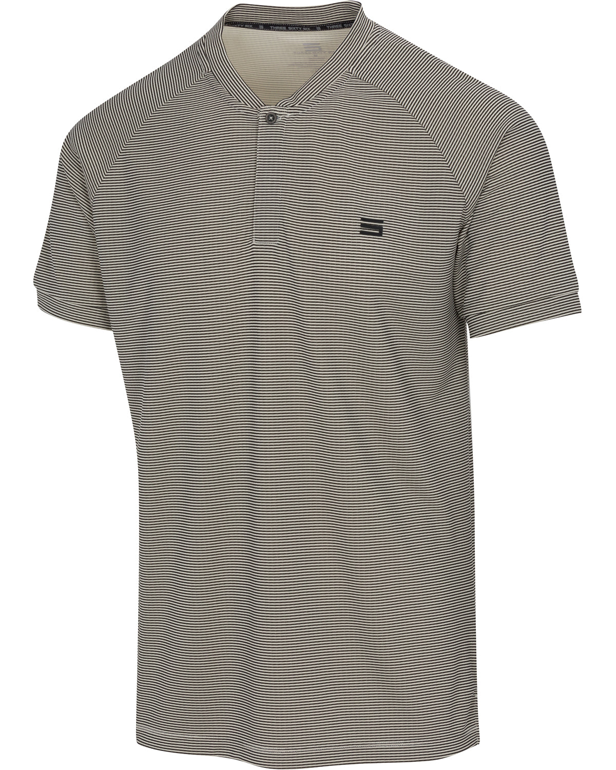 MEN'S THIN-STRIPED COLLARLESS GOLF POLOS