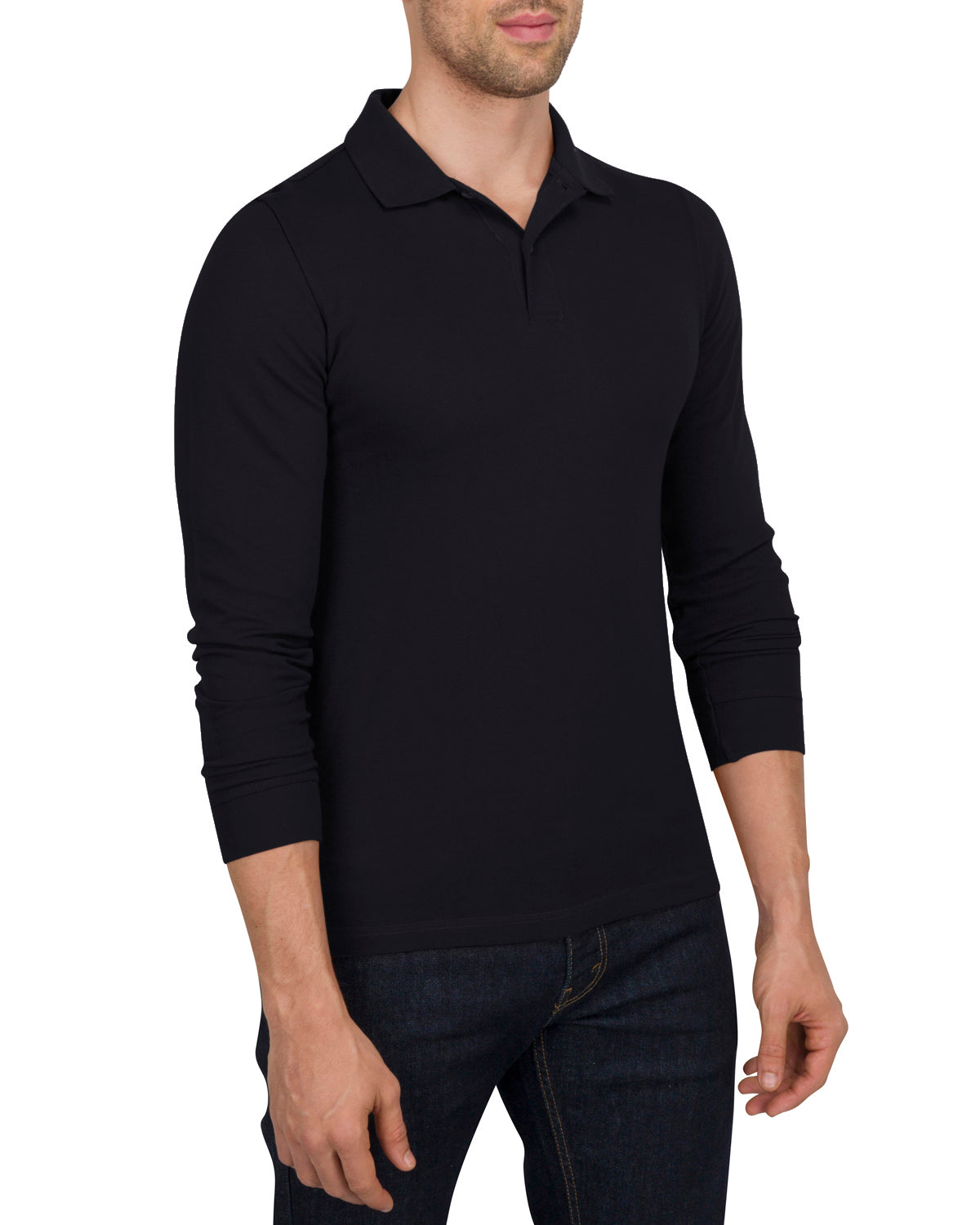 Polo Long Sleeve Casual Wear Men's Untucked Casual Long