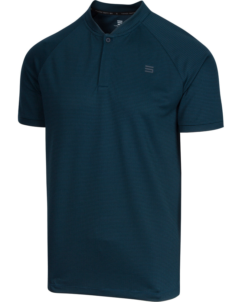 MEN'S THIN-STRIPED COLLARLESS GOLF POLOS