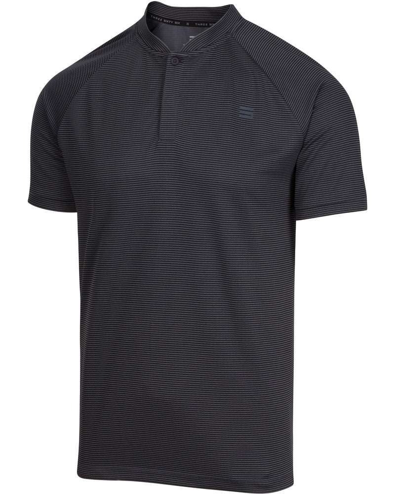 MEN'S THIN-STRIPED COLLARLESS GOLF POLOS