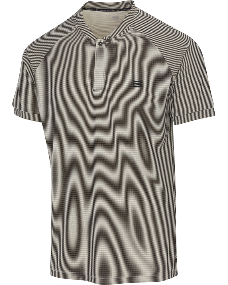 MEN'S THIN-STRIPED COLLARLESS GOLF POLOS