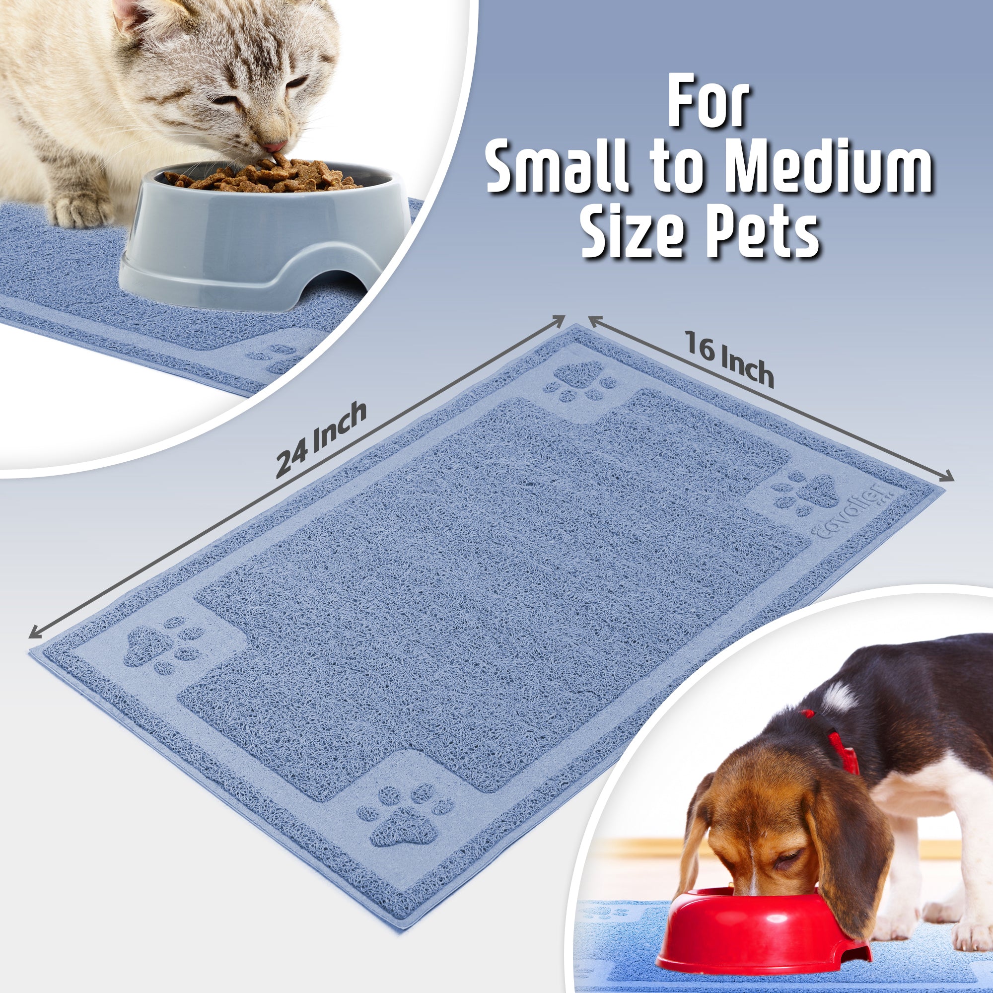 Pet Mat for Cat and Dog Bowls, Silicone Non-Slip Absorbent Waterproof Dog Food Mat