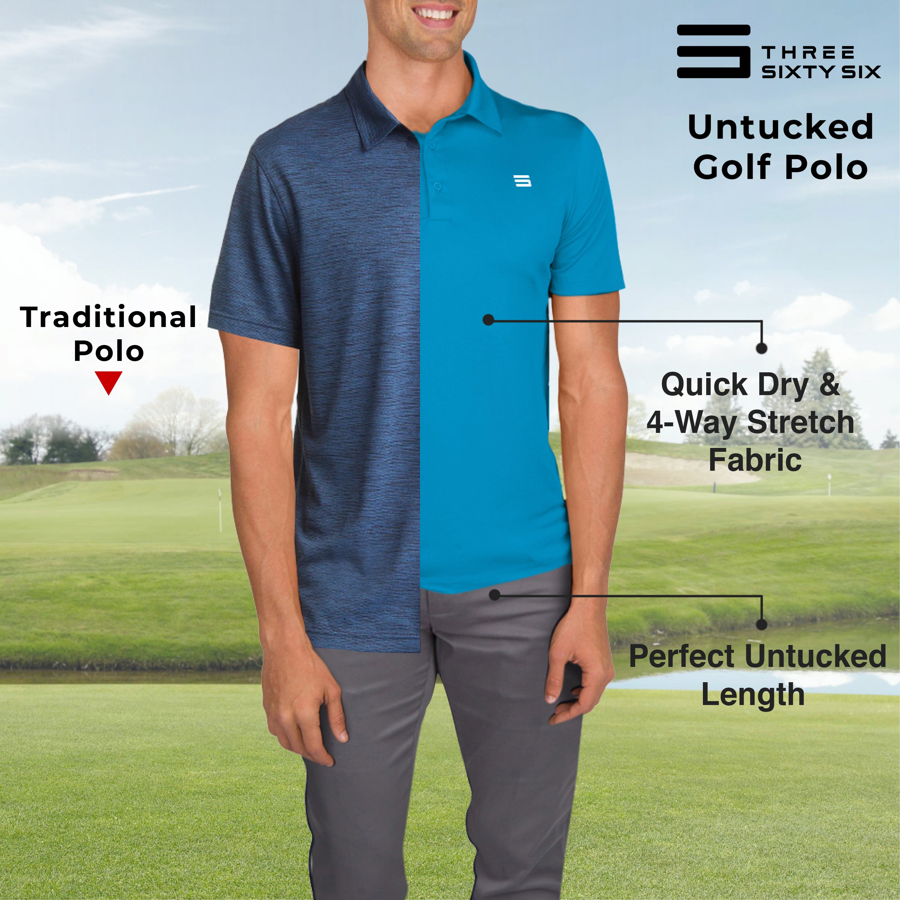 Extreme Deal - Men's Untucked Golf Polo - The Perfect Length