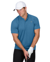 MEN'S THIN-STRIPED COLLARLESS GOLF POLOS
