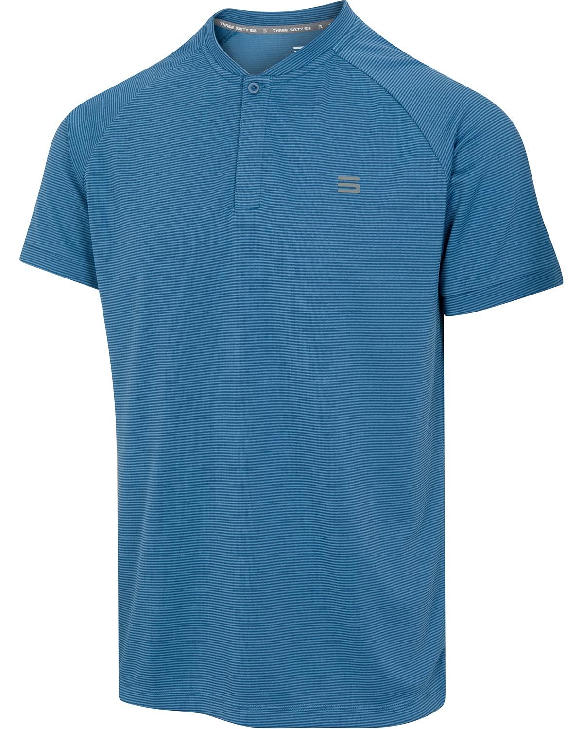 Men's Thin-Striped Collarless Golf Polos