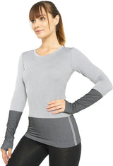 Long Sleeve Compression Workout Tops for Women - Dry Fit Running T-Shirts with Thumbholes