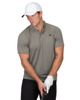 MEN'S THIN-STRIPED COLLARLESS GOLF POLOS