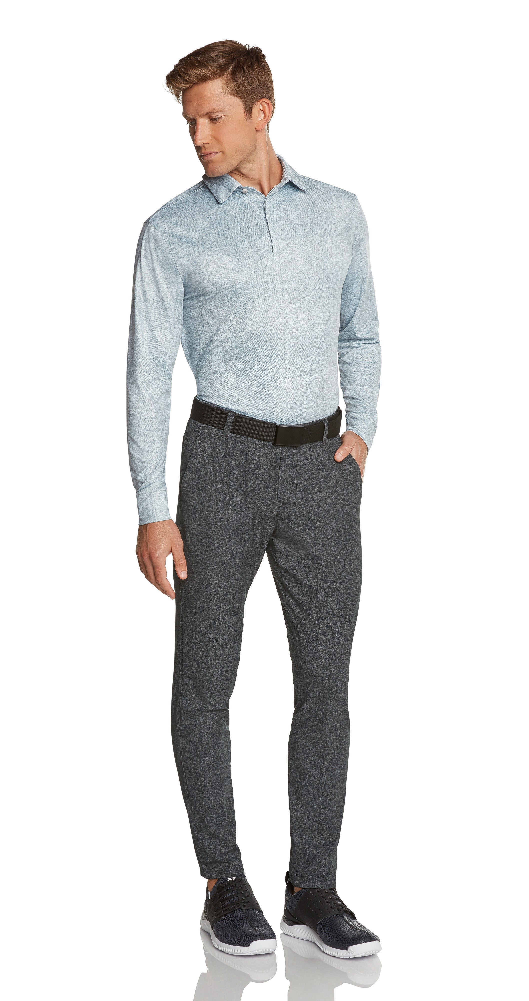 Men's Dry-Fit Long Sleeve Golf Polo Shirt