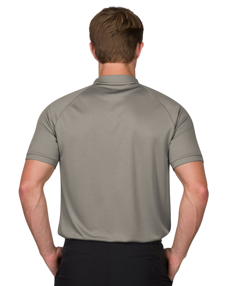 MEN'S THIN-STRIPED COLLARLESS GOLF POLOS